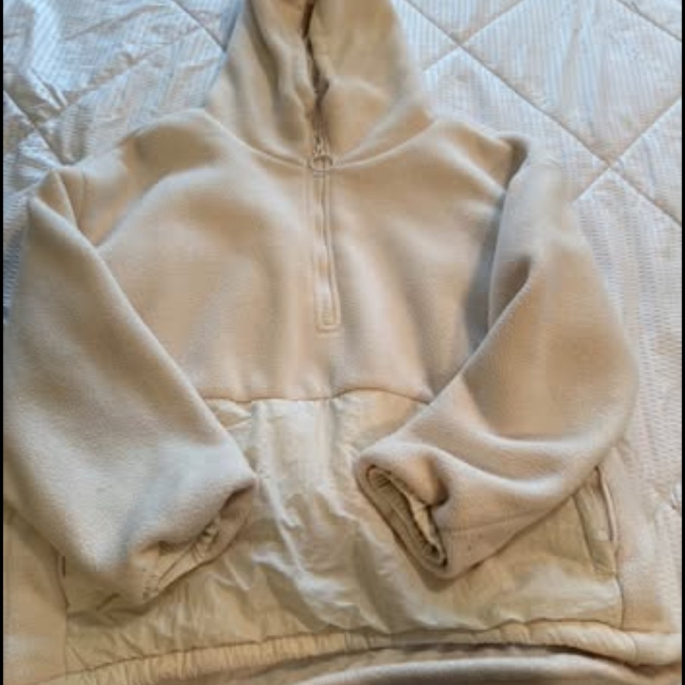 Cream Fleece Pullover Hoodie